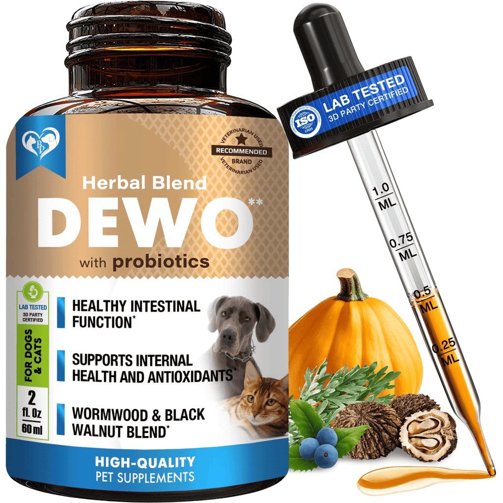 Natural Intestinal Defense for Dogs and Cats – Herbal Cleanse with Black Walnut, Wormwood, and Probiotics – Supports Healthy Gut and Flora Balance – Advanced Broad Spectrum Formula