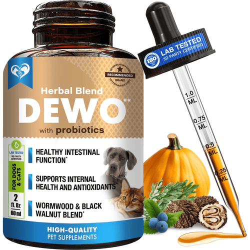 Natural Intestinal Defense for Dogs and Cats – Herbal Cleanse with Black Walnut, Wormwood, and Probiotics – Supports Healthy Gut and Flora Balance – Advanced Broad Spectrum Formula